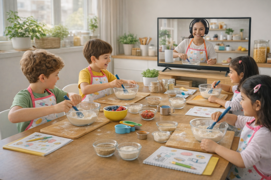 Clases virtuales de cocina grupales para niños en colegios, jardines infantiles y comunidades Montessori. Una experiencia educativa STEAM de Quoking.