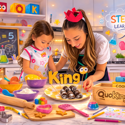 Niños cocinando en una cocina educativa aprendiendo ciencia y matemáticas mediante el método STEAM